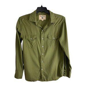 Western Aloha Womens Shirt Adult Size Medium Green Long Sleeve Pearl Snaps